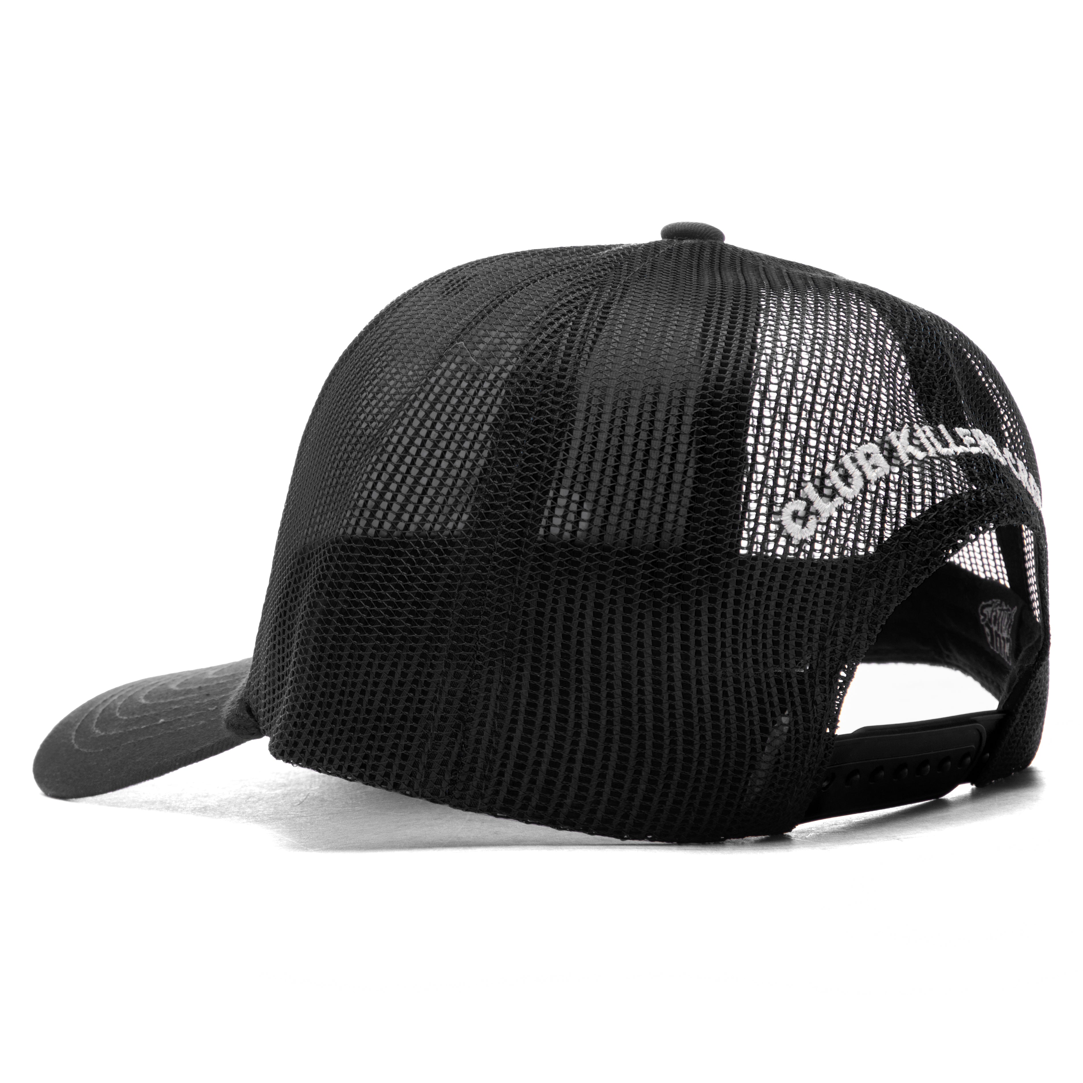 SORRY NO REQUESTS TRUCKER HAT - BLACK WITH WHITE LOGO