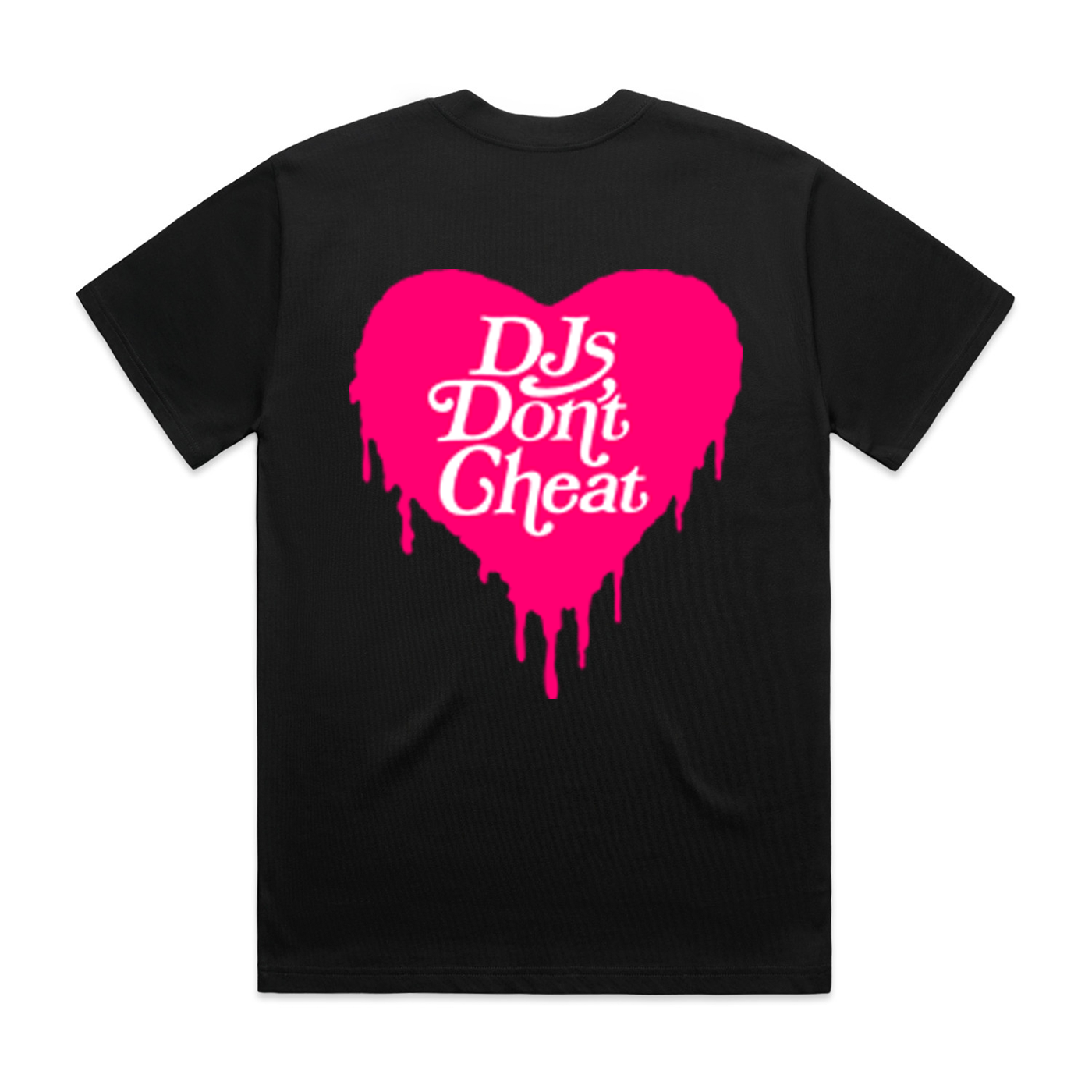 DJ'S DON'T CHEAT PINK DRIP LOGO - OVERSIZED BLACK TEE