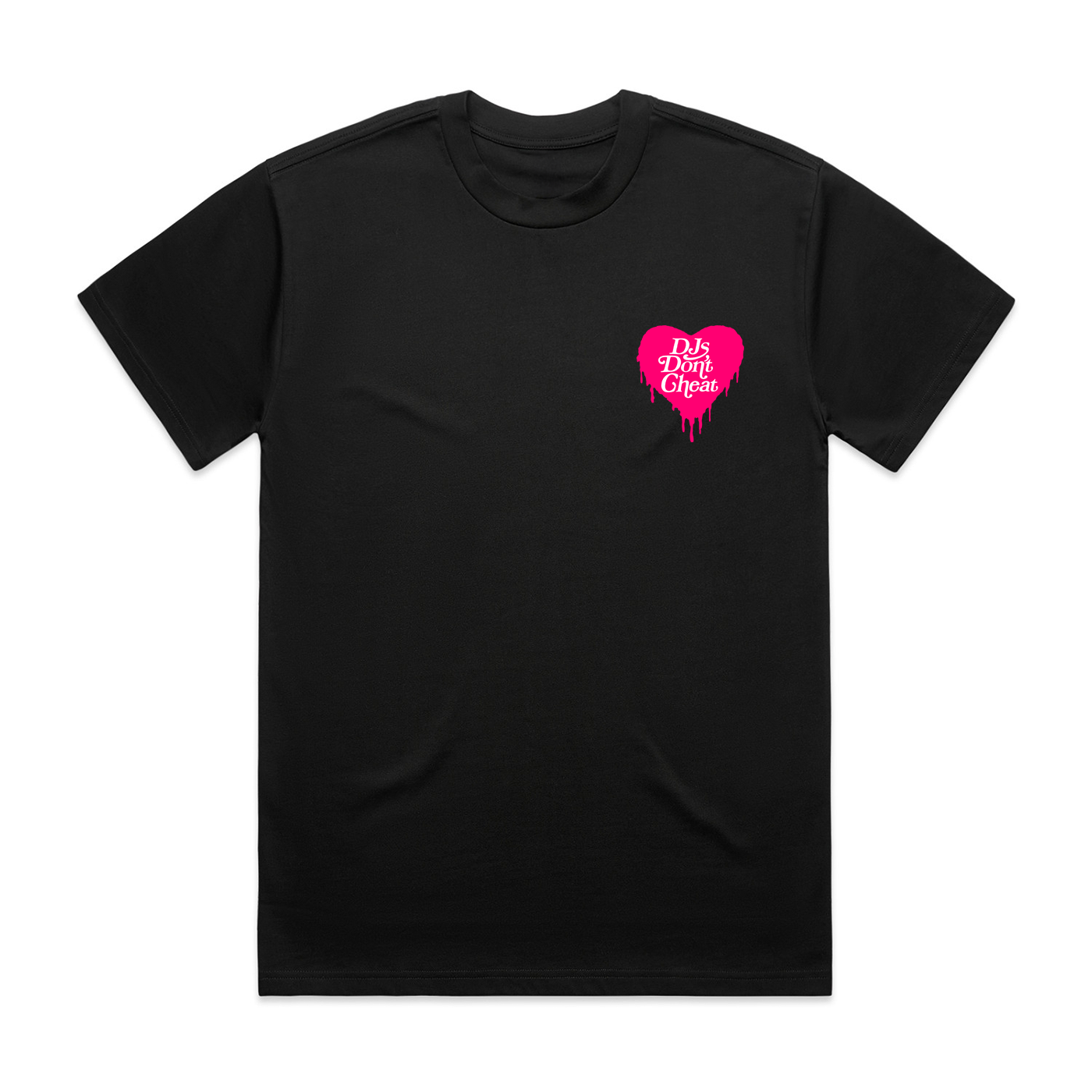 DJ'S DON'T CHEAT PINK DRIP LOGO - OVERSIZED BLACK TEE