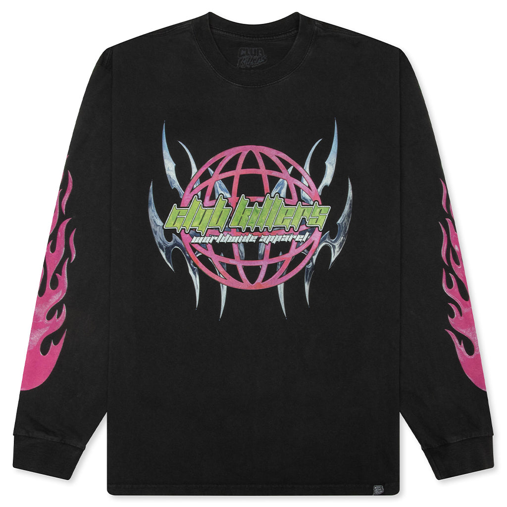 PINK BLADES BLACK HEAVY OVERSIZED LONGSLEEVE