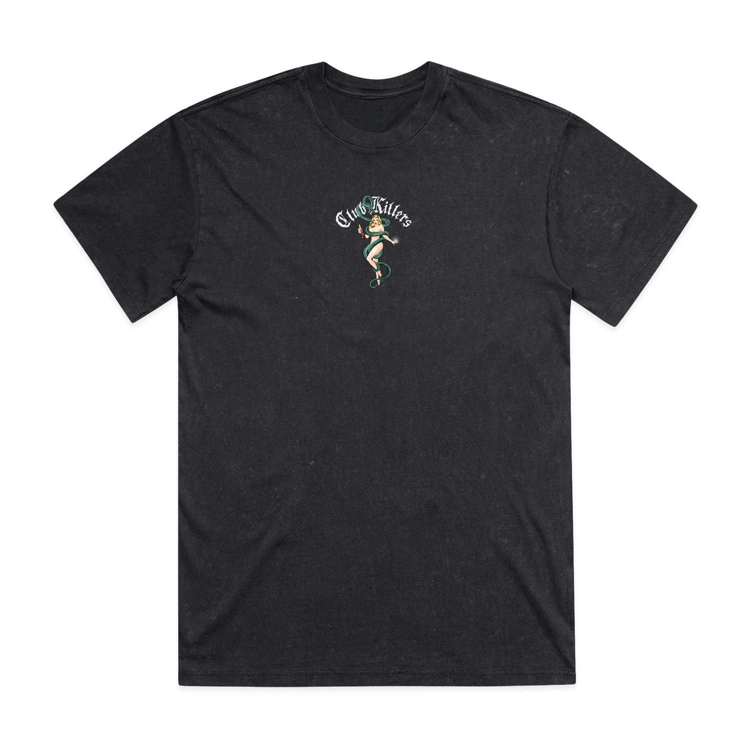 SNAKES & FAKES BLACK ACID WASHED STANDARD BOXY  FIT TEE