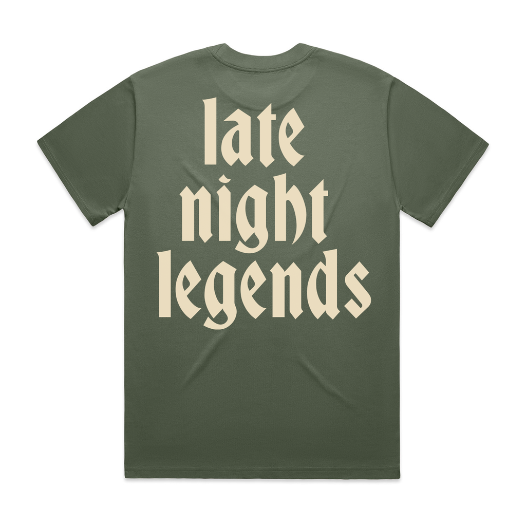 LATE NIGHT LEGENDS CYPRESS HEAVY TEE w/ CREAM PRINT