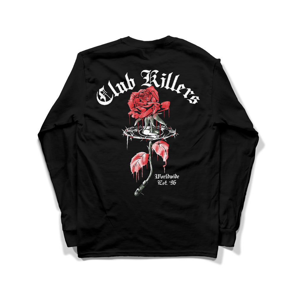 Killer Rose Long Sleeve Heavy T-Shirt - Black