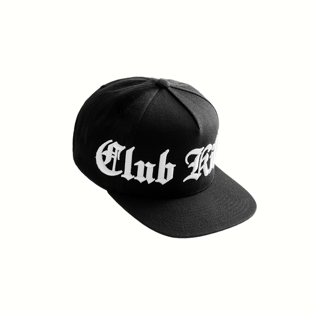 SITTING SIDEWAYS JUMBO LOGO - BLACK SNAPBACK WITH WHITE LOGO