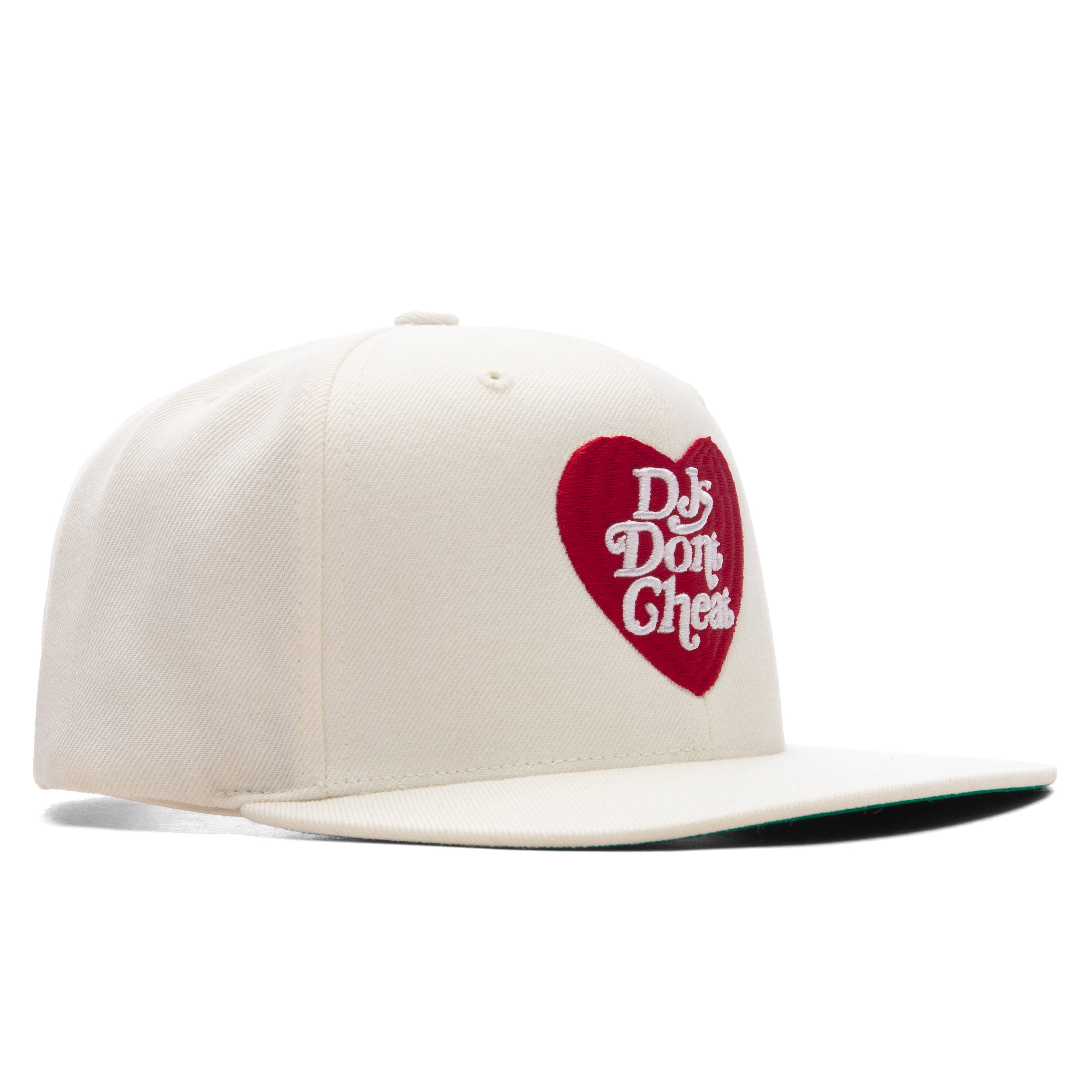 DJ'S DON"T CHEAT CREAM SNAPBACK w/ RED LOGO