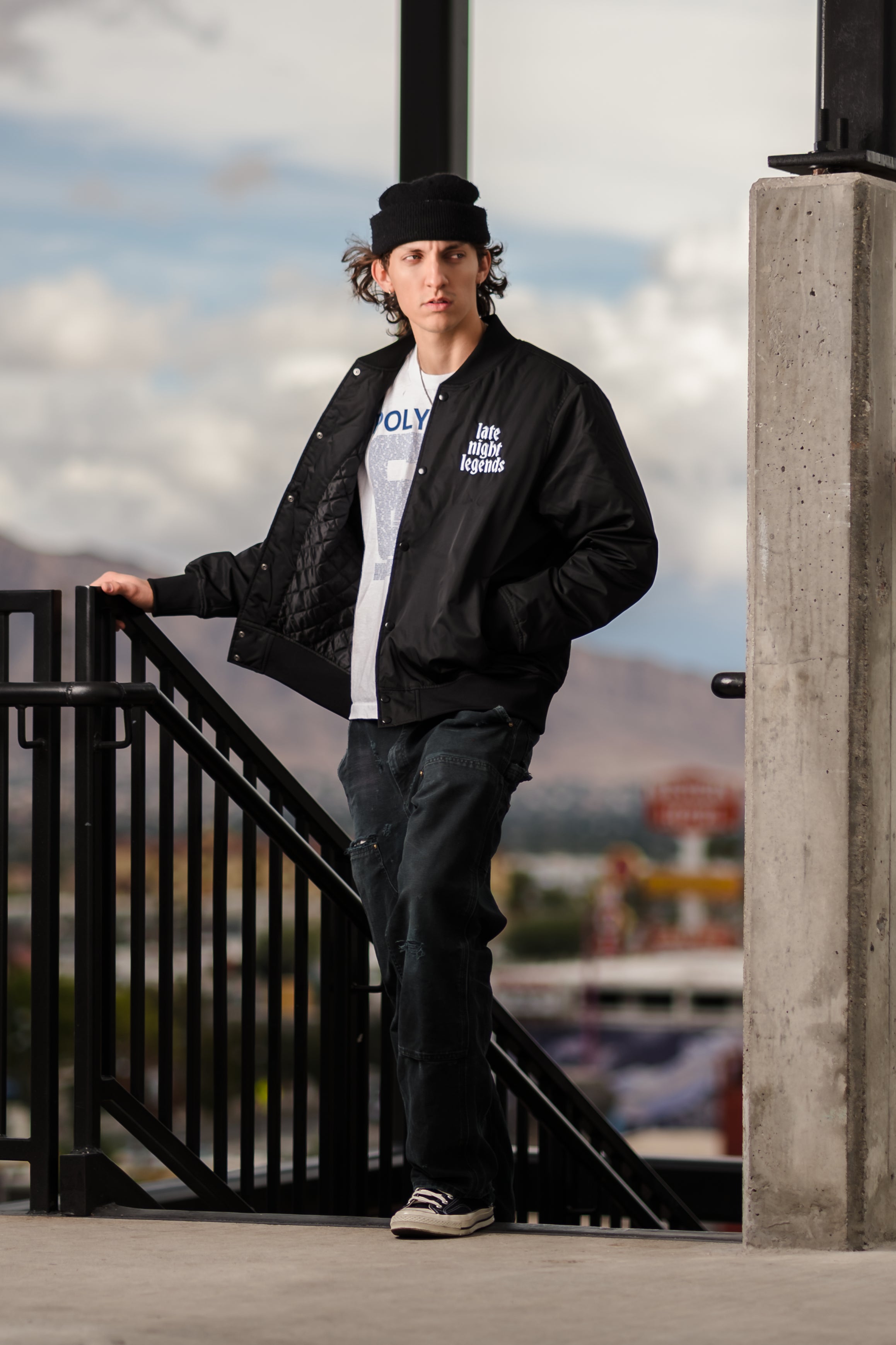 LATE NIGHT LEGENDS BOMBER JACKET - BLACK